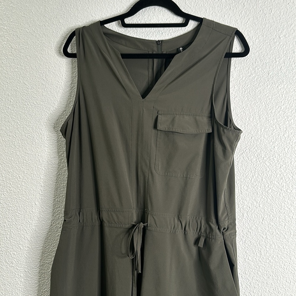 Athleta Topanga wide leg jumpsuit olive green size L Y neck - Picture 7 of 14
